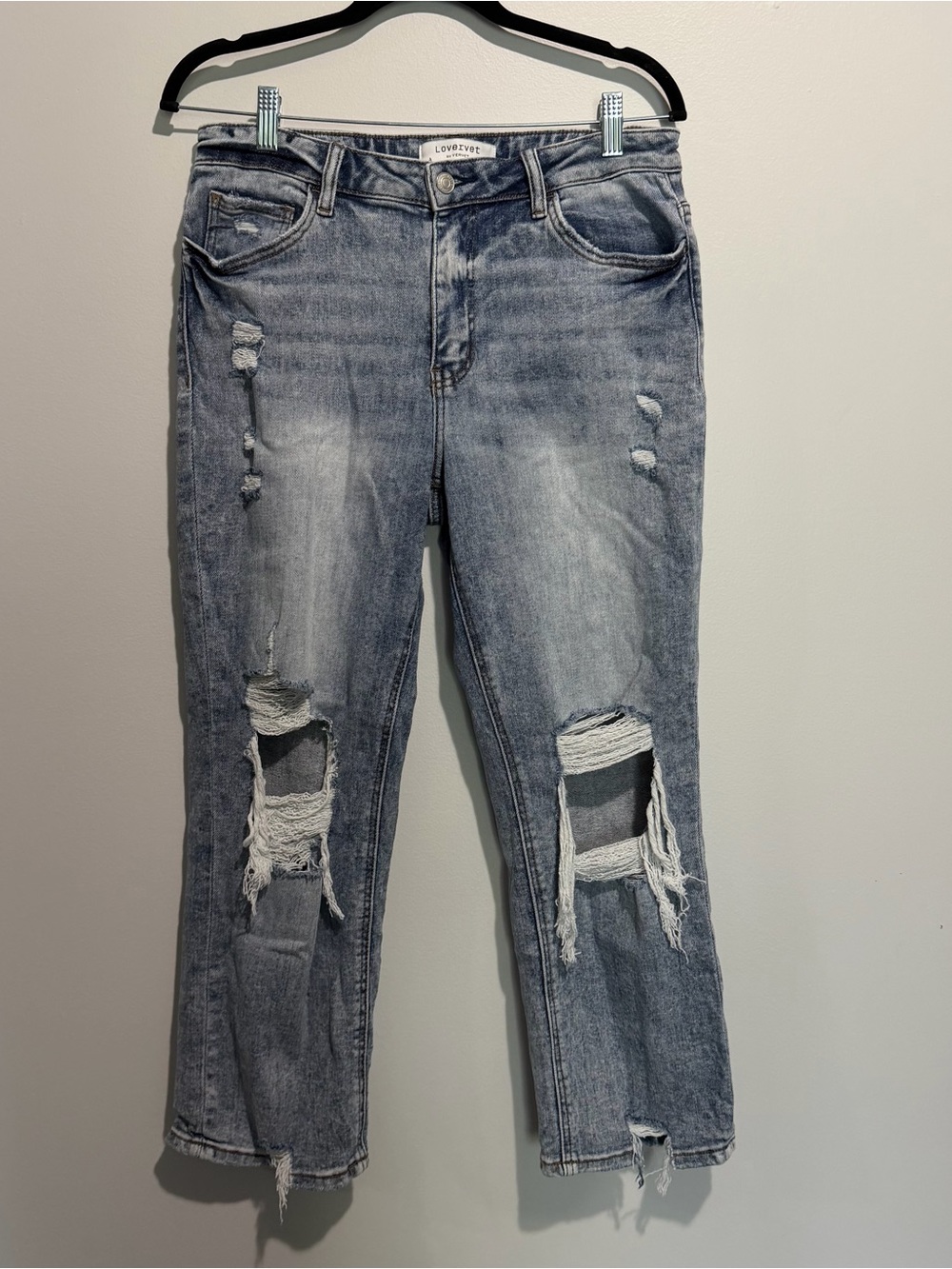 Lovervet by Vervet Distressed Straight Leg Jeans Raw Hem Size 30/11